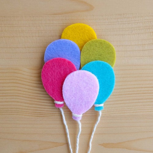 Keçeden 9 cm İpli Altılı Balon Süsü 3 Adet, Keçeden Balon Figürü