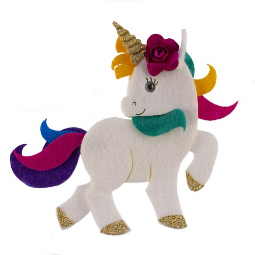 Keçeden 10 cm Unicorn Tek Boynuzlu At Figürü Süsü 3 Adet