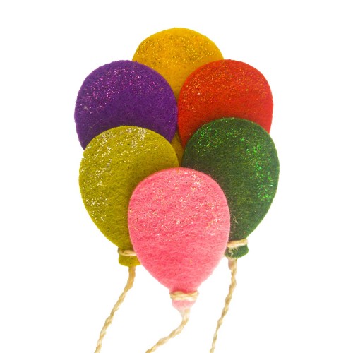 Keçeden 9 cm İpli Simli Altılı Balon Süsü 3 Adet, Keçeden Balon Figürü
