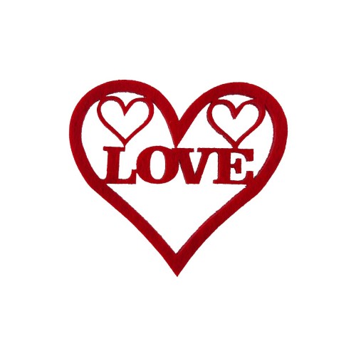 Keçeden 7 cm Love Kırmızı Kalp 10 Adet, Keçeden Kalp Süsü