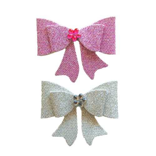 Keçeden 5 cm Simli Fiyonk Süsü 5 Adet 