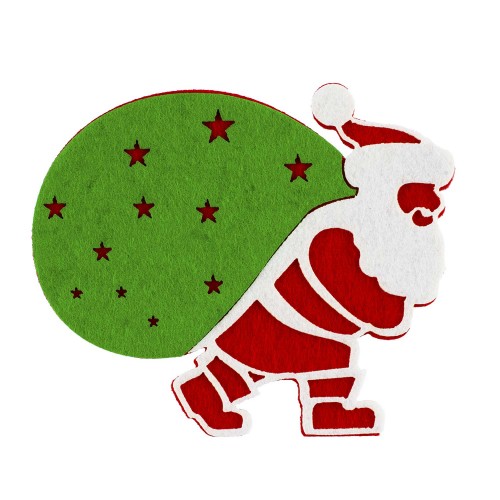 Keçeden 11 cm Yıldızlı Hediye Çuvallı Noel Baba Süsü 5 Adet