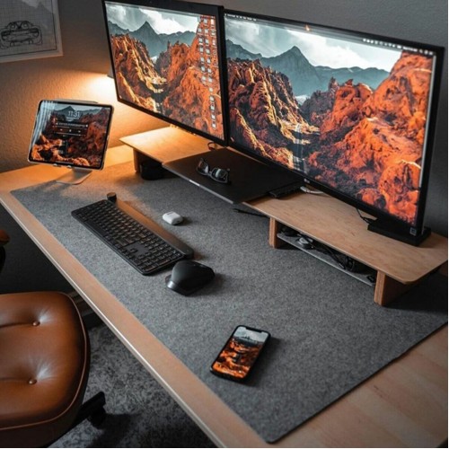 Ofis, Oyuncu ve Çalışma Masası İçin Keçeden Masa ve Mouse Matı Pad 50x160 cm (Gri, Koyu Gri, Pembe ve Kırmızı Renk Seçeneği)
