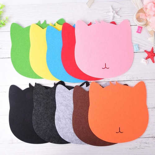 Keçe Mouse Pad, Keçeden Kedi Figürlü Sevimli Mouse Pad (Renk Seçmeli)