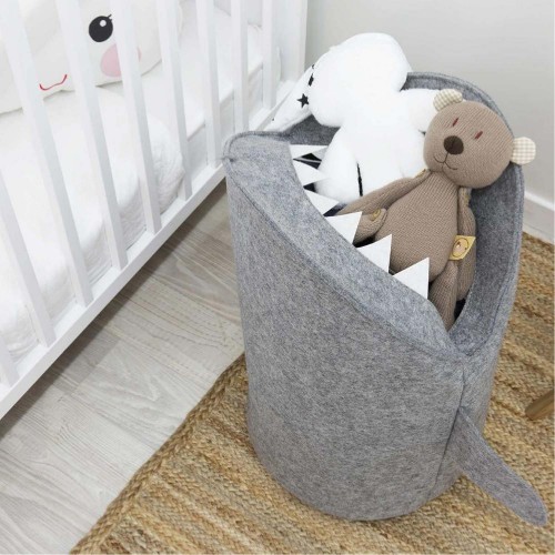 Keçe Köpek Balığı Oyuncak ve Çamaşır Sepeti Gri