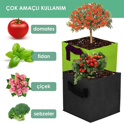 Keçeden Saksı Bitki Dikim Sepeti Ölçü ve Renk Seçmeli