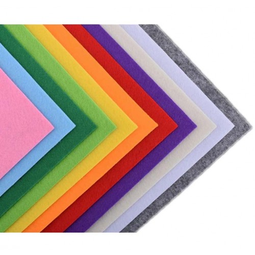 10 Adet 25x25 cm 3 mm Kalın Yumuşak Keçe Paketi (Karışık Renkler)